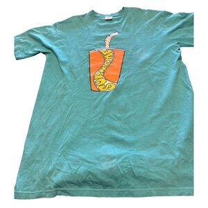 Supreme Large Teal T-Shirt W/ Orange Drink Graphic Streetwear